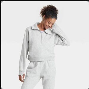 Women's Large Fleece Half Zip Pullover Sweatshirt- All in Motion™ Heathered Gray